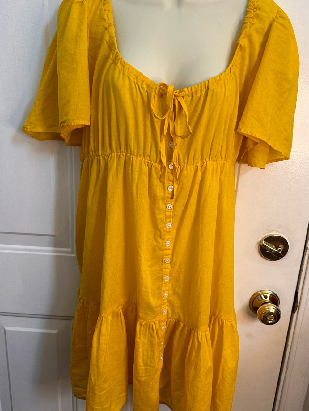 J. Crew Yellow Button-Front Mini Dress